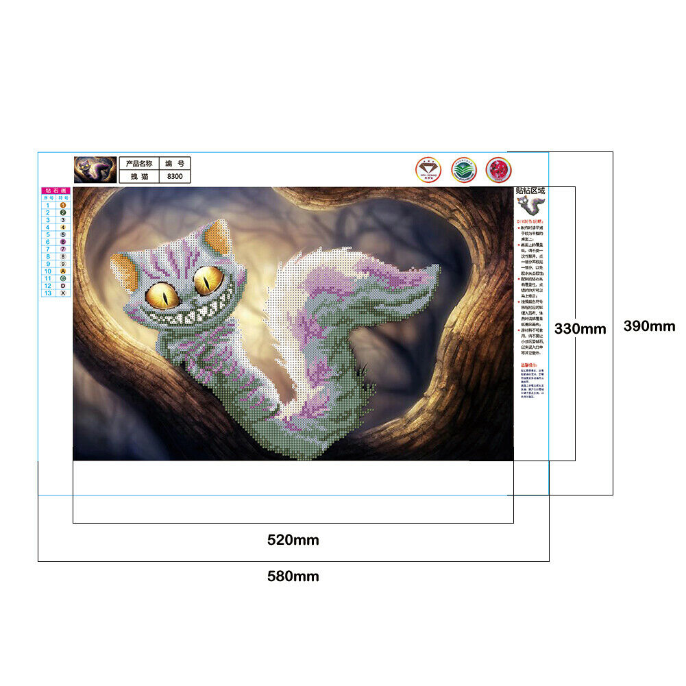 5D DIY Diamond Embroidery  Cat Diamond Painting Cross Stitch Home Decor @