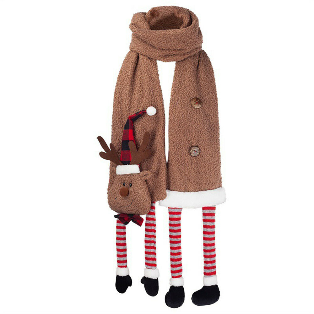 Unisex Christmas Santa Soft Teddy Flannel Feel Scarf Red Long Scarves Shawls