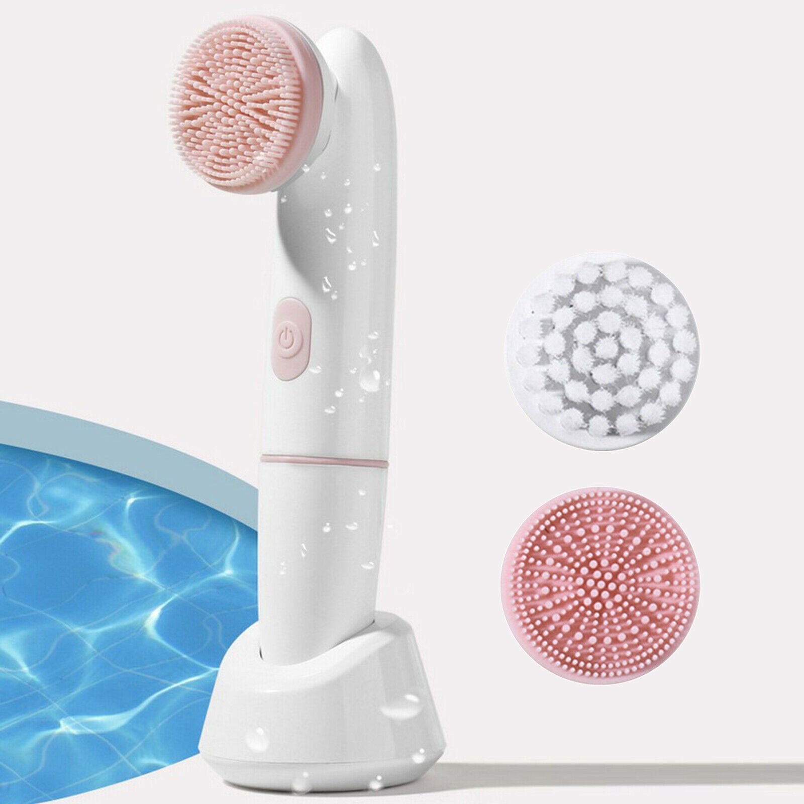 2 in 1 Electric Facial Cleansing Brush Battery Waterproof Massaging Portable