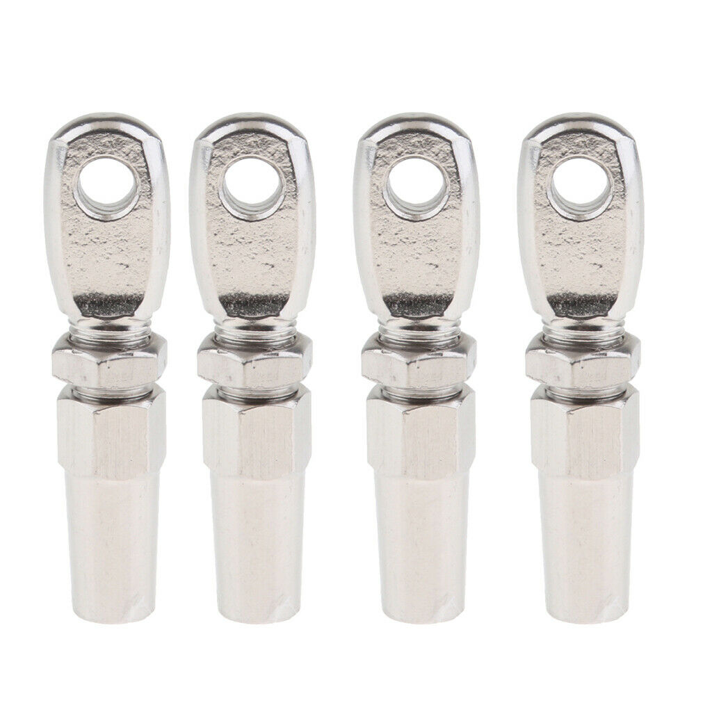 Set of 4 3mm Stainless Steel Eye Terminal End Fittings