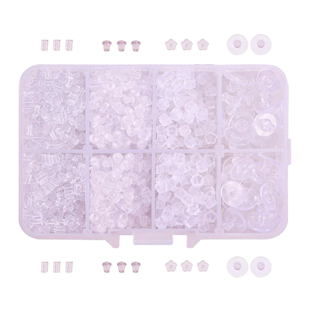 1666 Pcs Clear Rubber Plastic Earring Stopper Stopper DIY Earring