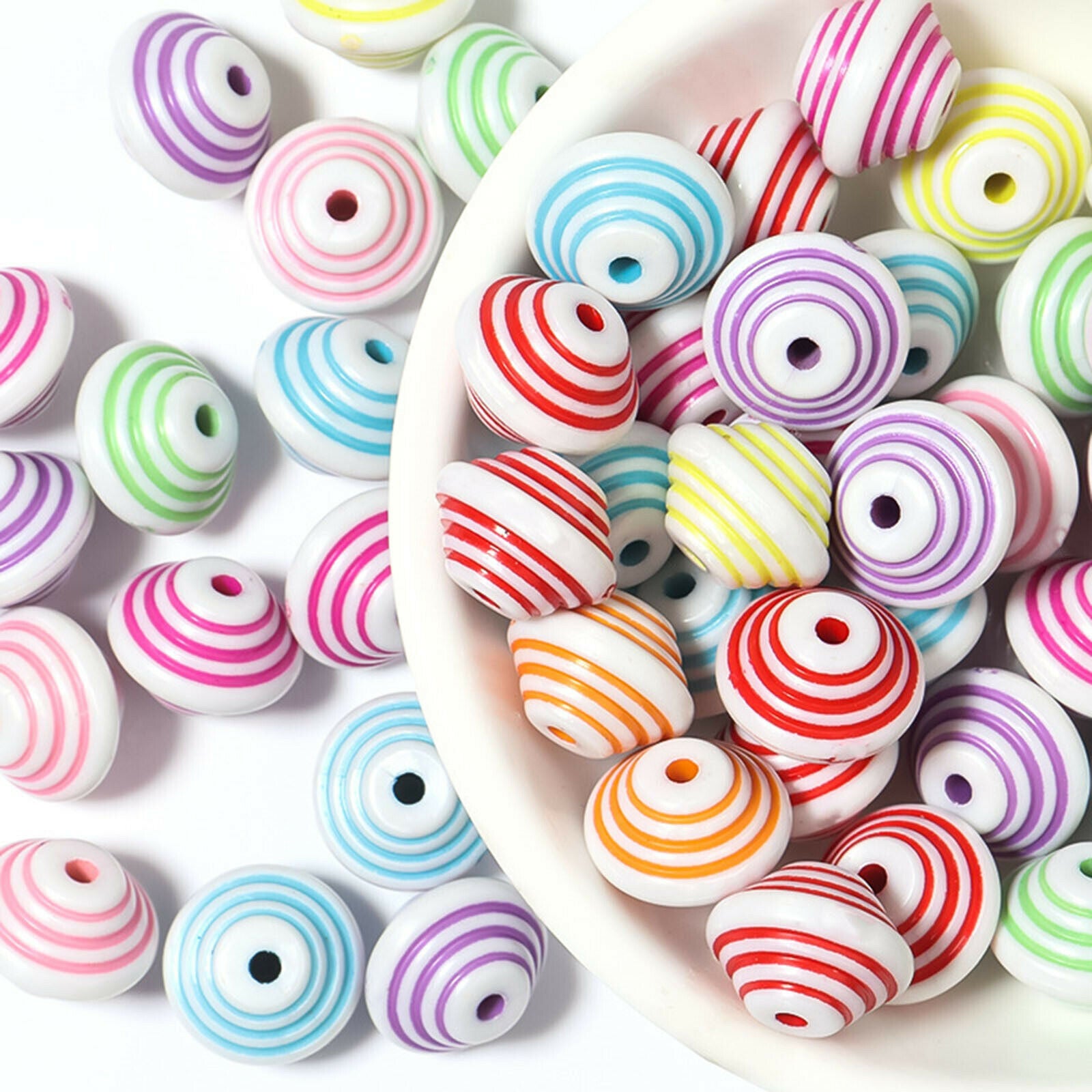 300Pcs Colorful Beads 12mm Spacer Beads with Storage Box for DIY Accessories