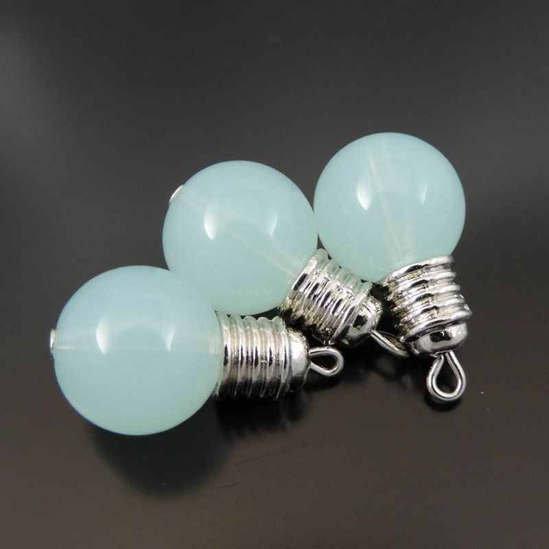 6 pcs Blue Bulb Charm Acrylic Plastic Earring Pendant Keychain Crafts 25*14*14mm