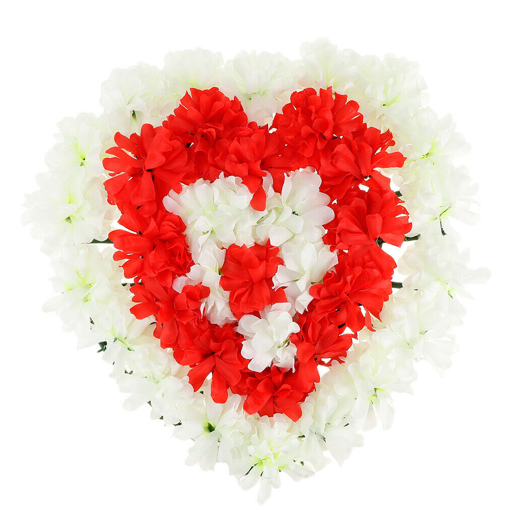 Artificial Heart Wreath Silk Chrysanthemum Funeral Cemetery Arrangements 2
