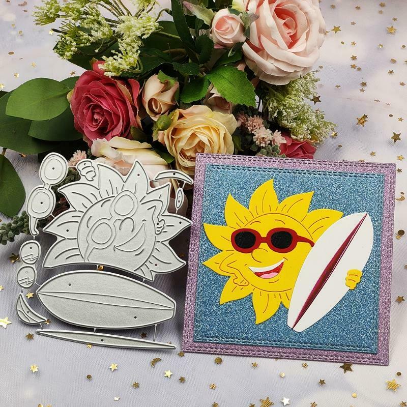 Surfboard Sun with Sunglasses Carbon Steel Cutting Dies DIY Scrapbooking Photo