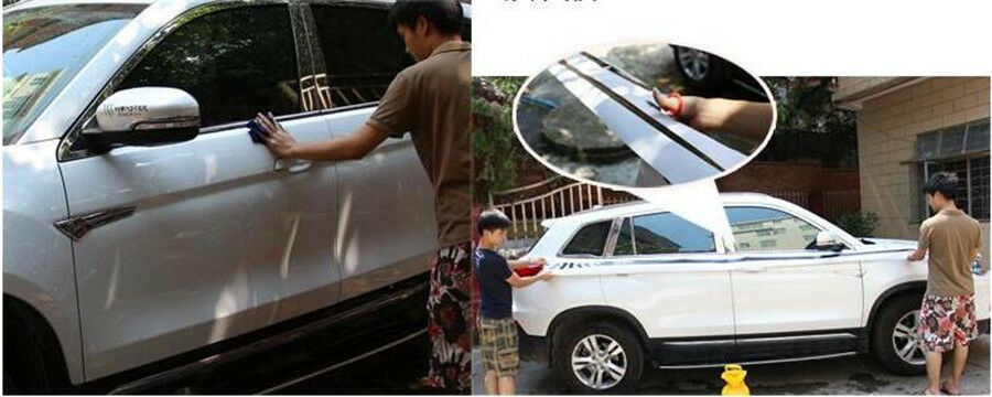 2Pc Universal Sports Racing Stripe Stickers Car SUV Body Side Door Vinyl Decals