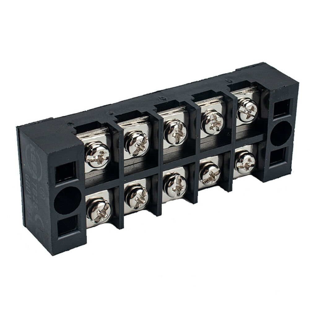 5 Positions Screw Terminal Strip Blocks 600V 25A Pre Insulated Red/Black