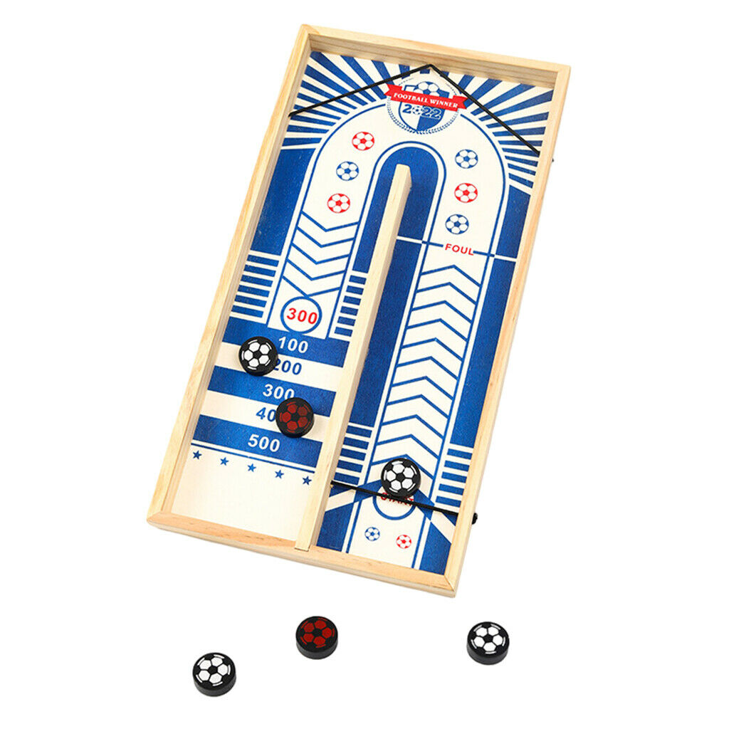 Wooden Sling Puck Game Tabletop Foosball Hockey Board Toys for Kids Adults