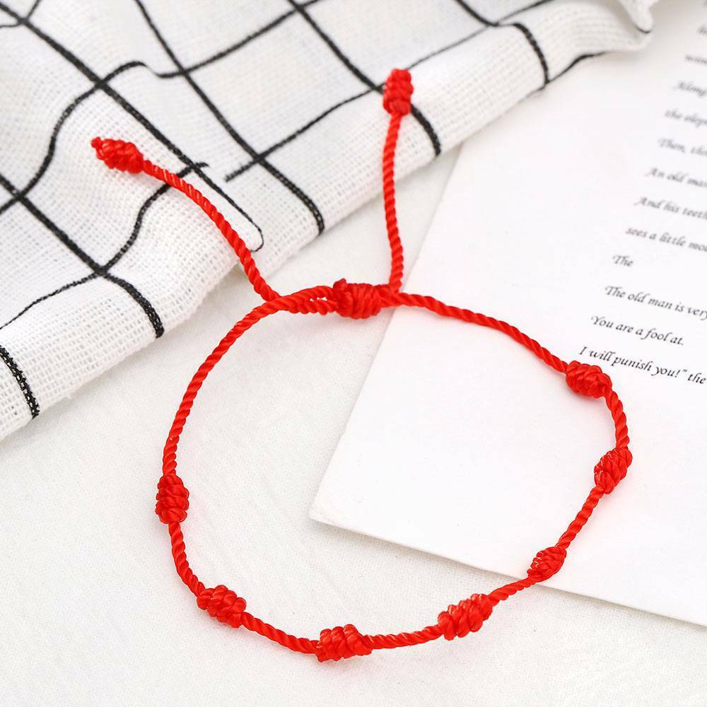 2Pcs Good Lucky Red String Bracelet Kabbalah Amulet 7 Knots Protection Rope Gift