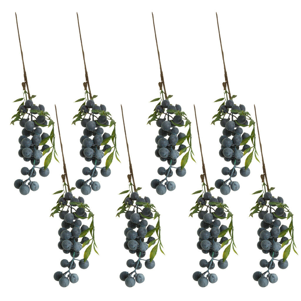 8x Artificial Maple and Oak Bushes with Berries Fall Leaf Decor
