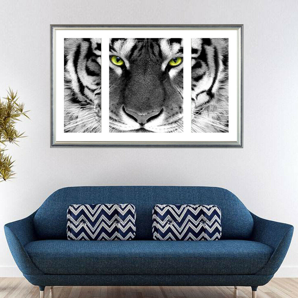 Tiger 5D Round Diamond DIY Painting Embroidery Cross Stitch Kit Home Decor @