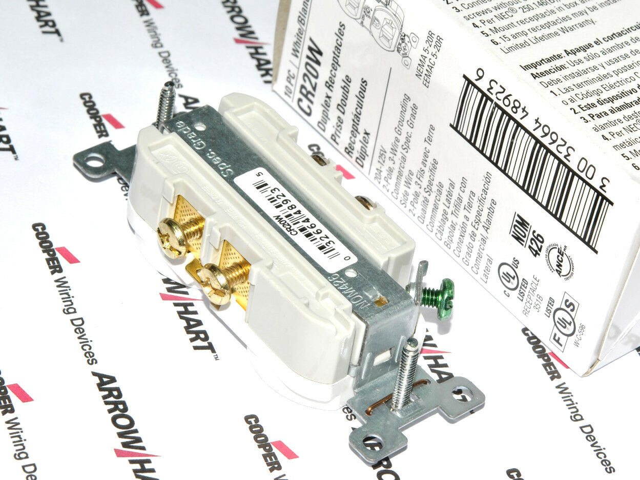 1pcs-COOPER CR20W 20A 125V Commercial Grade Duplex Receptacle 5-20R