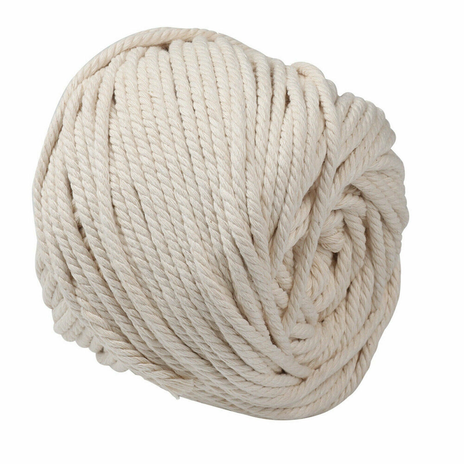 65m 5mm Natural Beige Cotton Macrame Twisted Artisan String Thread Cord Rope