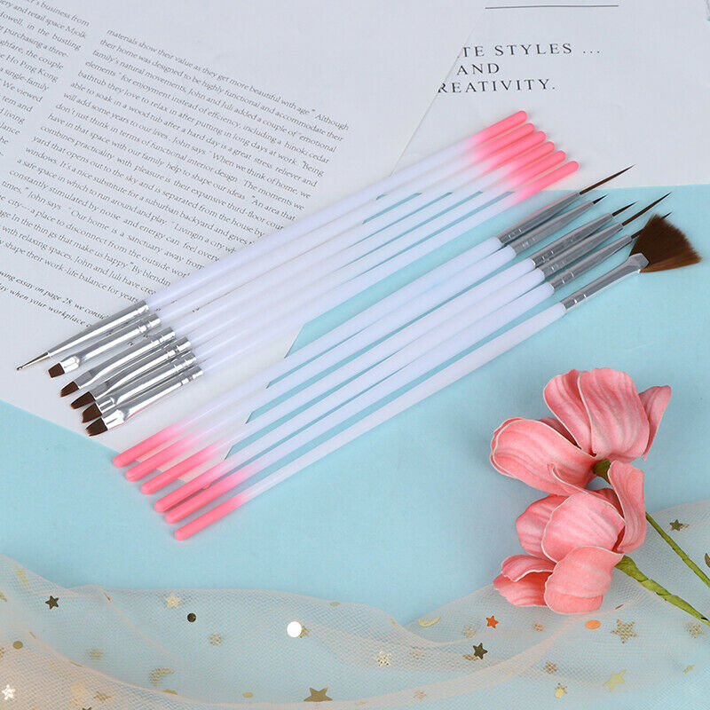 12 Pcs/Set Nail Art UV Gel Liner Brush Painting Drawing Gradient Pen Salon To Kt