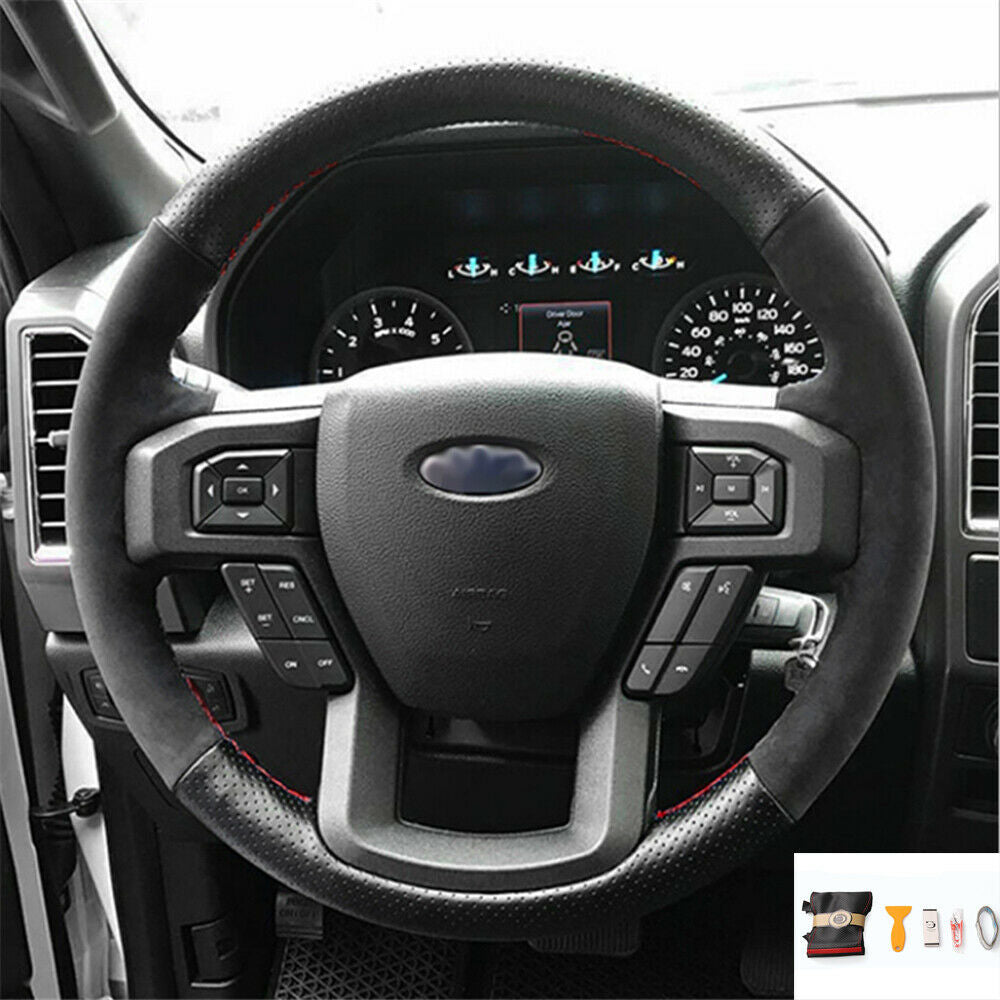 Hand Stitch Car Steering Wheel Cover For Ford F-150 2015-17 King Ranch Platinum