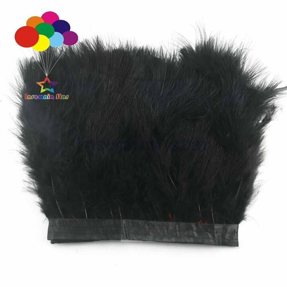 2 Meter Width 6-7inch Fancy Soft Fluffy Dyed Black Turkey Marabou Feather Ribbon
