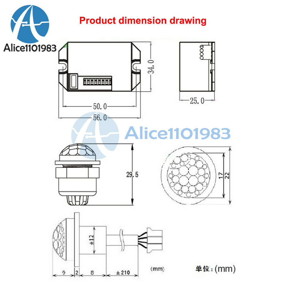 AC 110-220V 5A Separate Mini Human Body Infrared Sensor Switch 10M