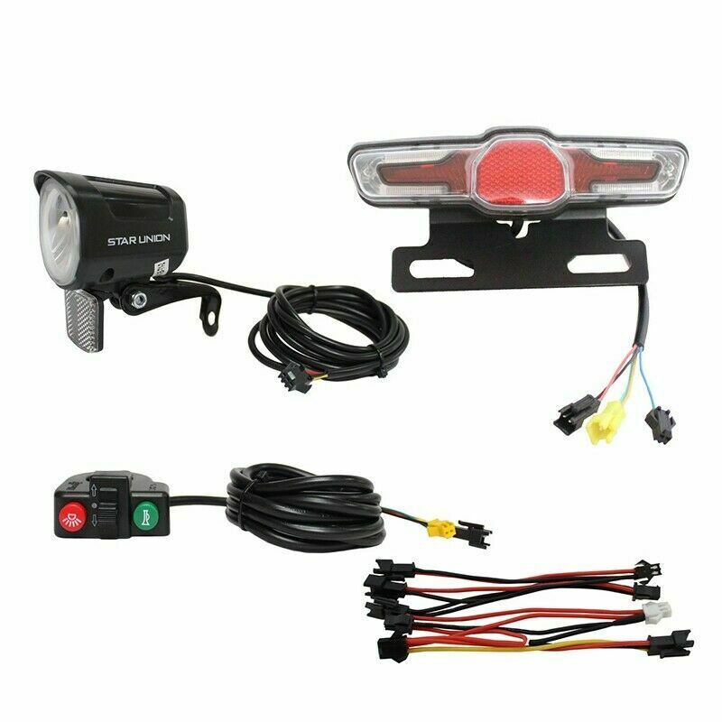 12-48V Ebike Headlight Tail Rear Lights LED Brake Lamp Electric Bike Light Kits
