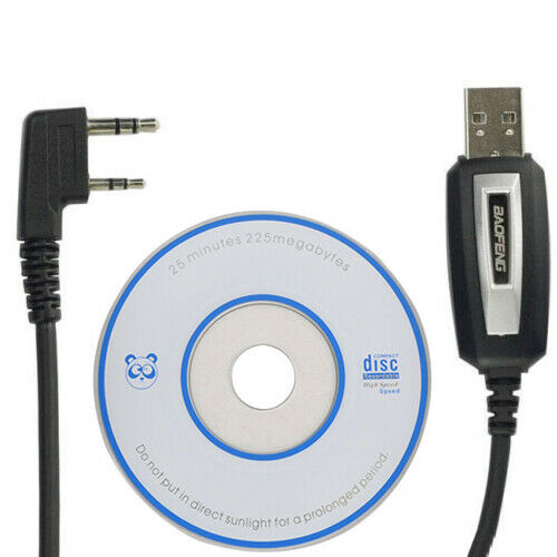2Pin USB Programing Cable Program + Software CD for Baofeng UV-5R BF-888S Radio