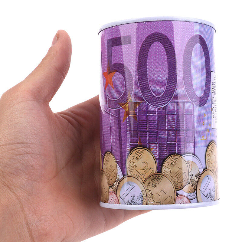 1pc Euro Dollar Money Box Safe Cylinder Piggy Bank Banks For Coins Deposit B Lt