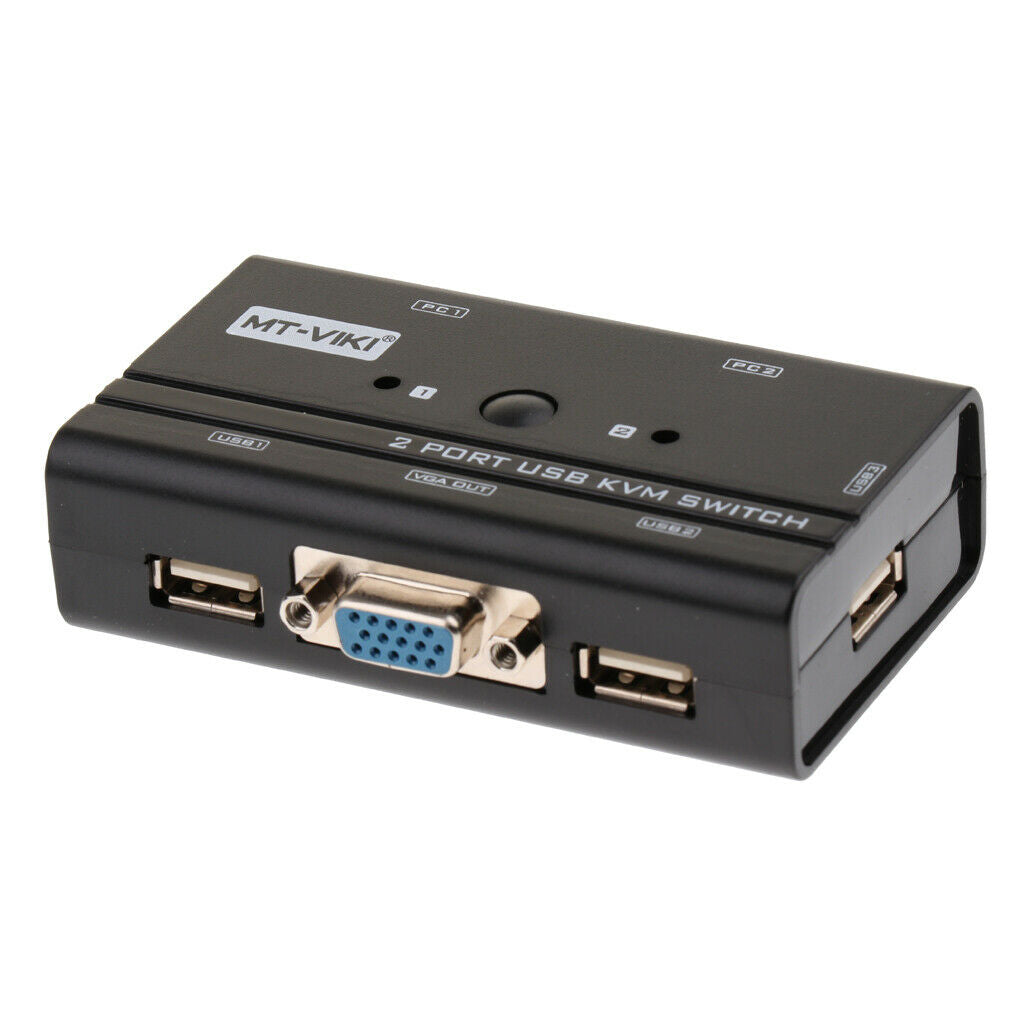 2 Ports USB 2.0 KVM Switch Up to 1920x1440 Resolution for PC Computer