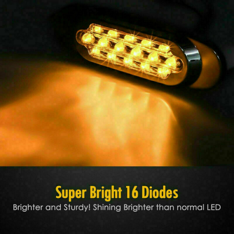 14pc 12V 6-1/2" Clear/Amber Trailer Side Marker Turn Signal Chrome 16-LED
