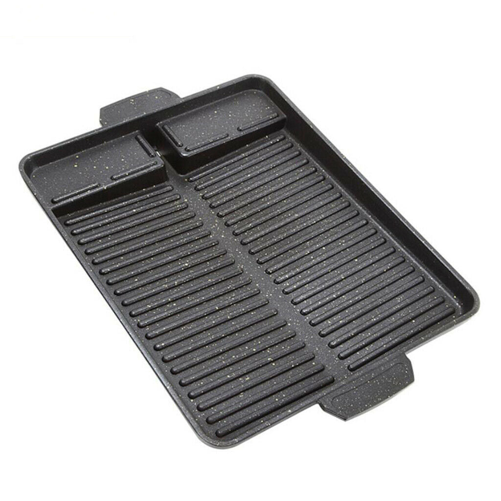 Heavy Duty BBQ Grill Pan Frying Non-Stick with Handle Picnic Accessory Black