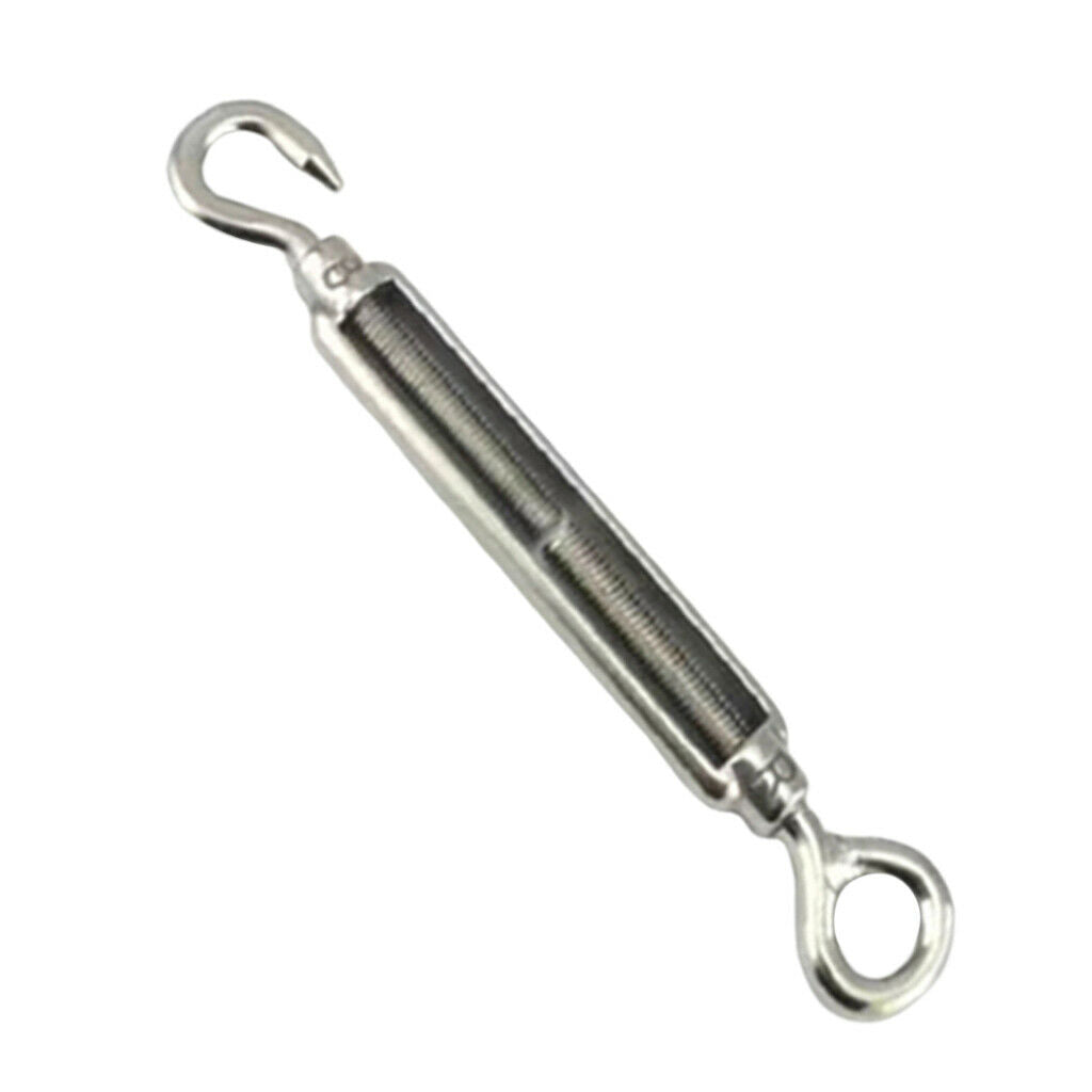 304 Stainless Steel DIN1480 Eye Hook Turnbuckle Wire Rope Cable Tension 8mm