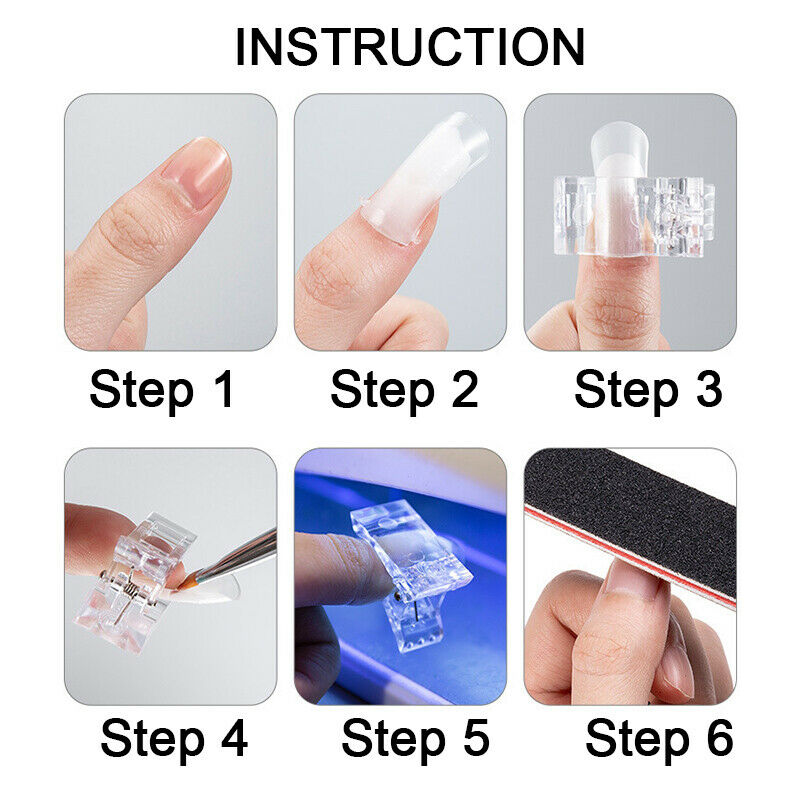 Nail Art Extention Set Nail Brush Acrylic Clip Quick Building Mold Tips Nail KI7