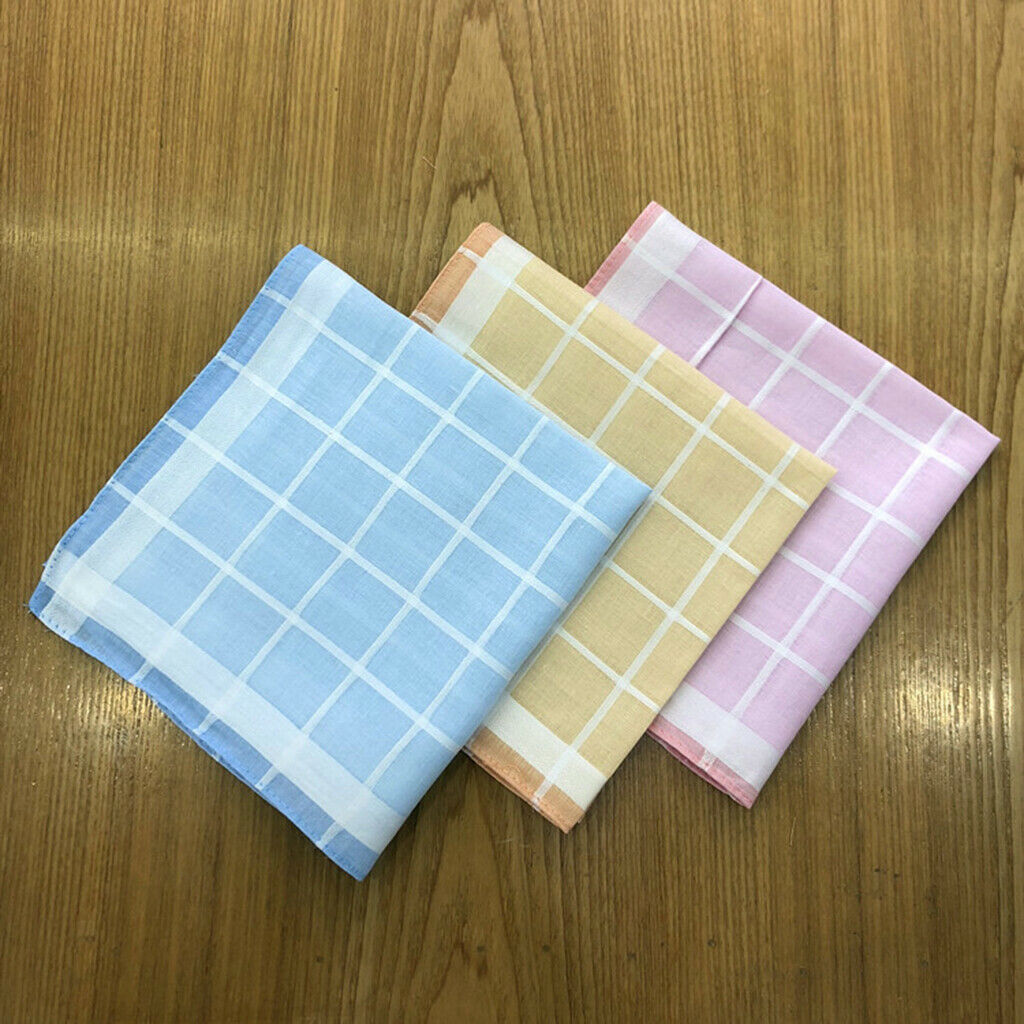 24Pcs Pure Cotton Plaid Handkerchiefs Unisex Pocket Wedding Party Hankie Lot