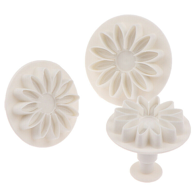 3PCS Plastic Sunflower Fondant Cutter Set for Cake Decor Daisy Flower Coo.l8