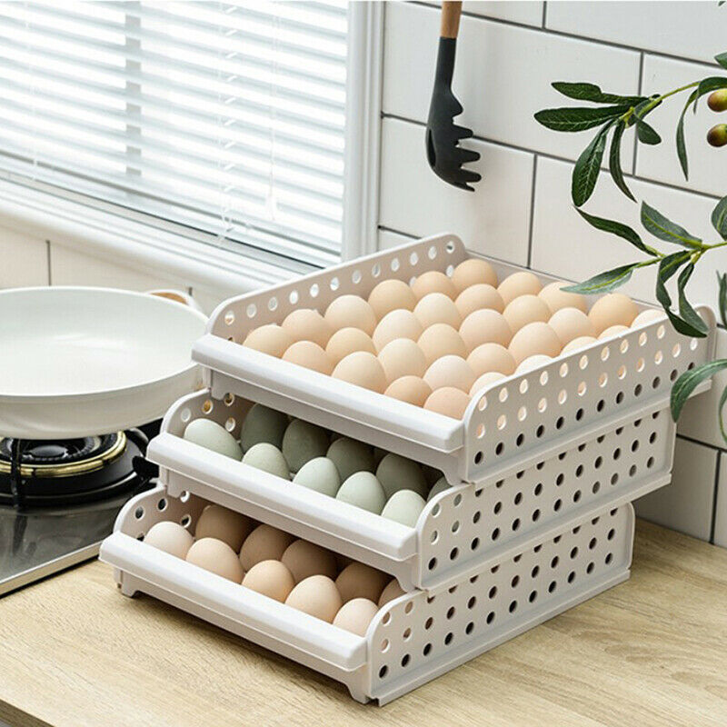 30 Grid Practical Egg Box Portable Egg Rack Stackable Refrigerator Storage  TL