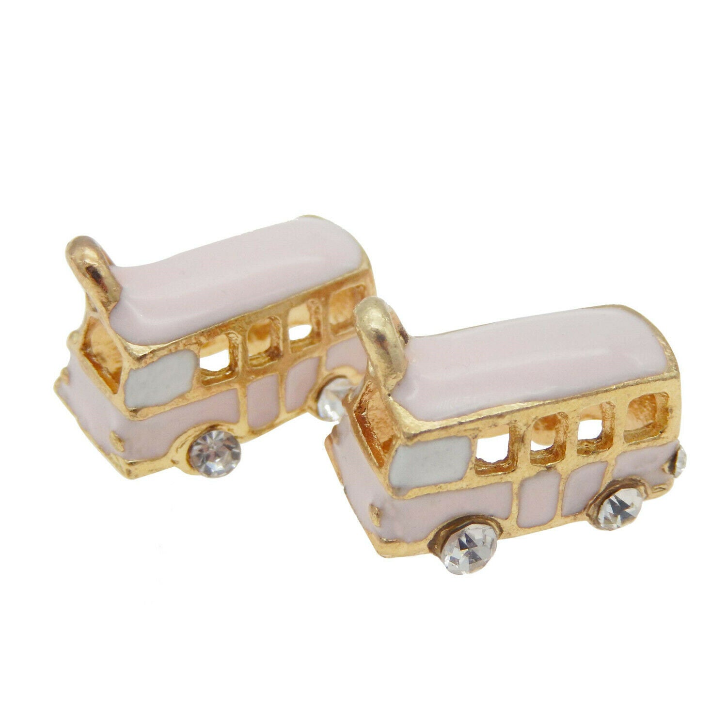 4 pcs Pink Color Enamel Plated Bus Charm Pendant Findings 19x12x10 mm #53403