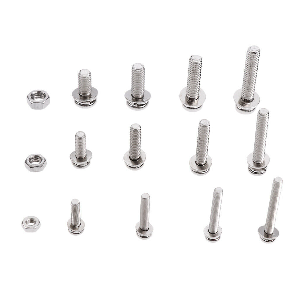 Stainless Steel Pan Head   Screw Hex Nut Flat Washer Gasket Assortment Kit