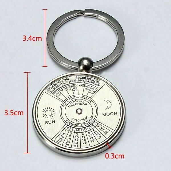 Personalized Metal Keychains 2010 To 2060 Years Calendar Key Ring Gift Unisex