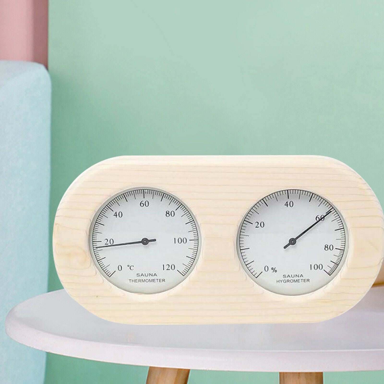 2-in-1 Indoor Wood Thermometer Hygrometer Sauna Room Steam Room Accessories