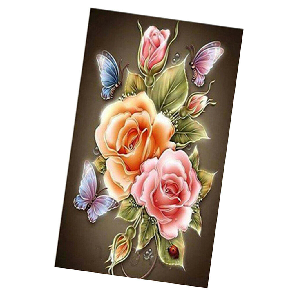 Pink Flowers Rhinestone Picture f/ Home Decor Living Room Decor 30x20cm