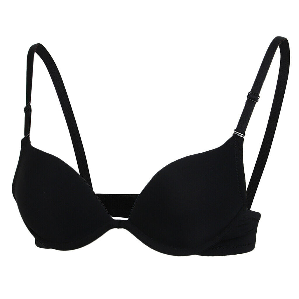 Women's Classic Bra With Underwire T-Shirt Bra Push Up Bra - Black, 32AB