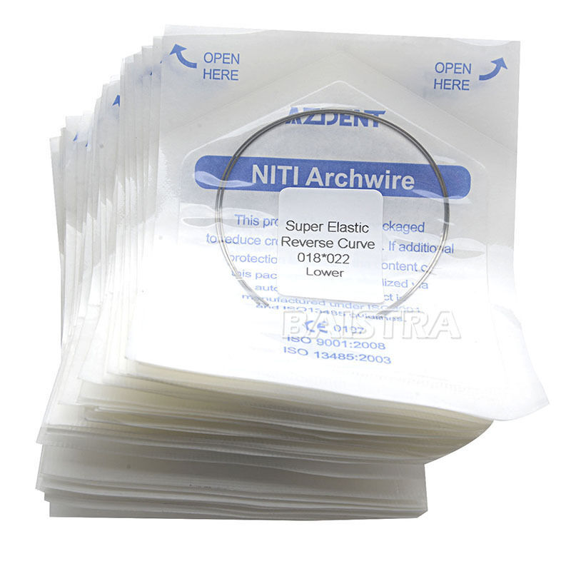 50 Packs AZDENT Dental Orthodontic Niti Reverse Curve Rectangular Arch Wires
