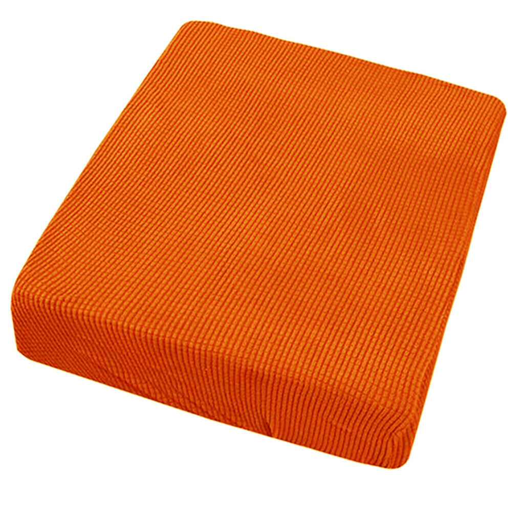 2Pcs 1 Seater Orange Stretch Sofa Futon Seat Bench Cushion Slip Cover Couch