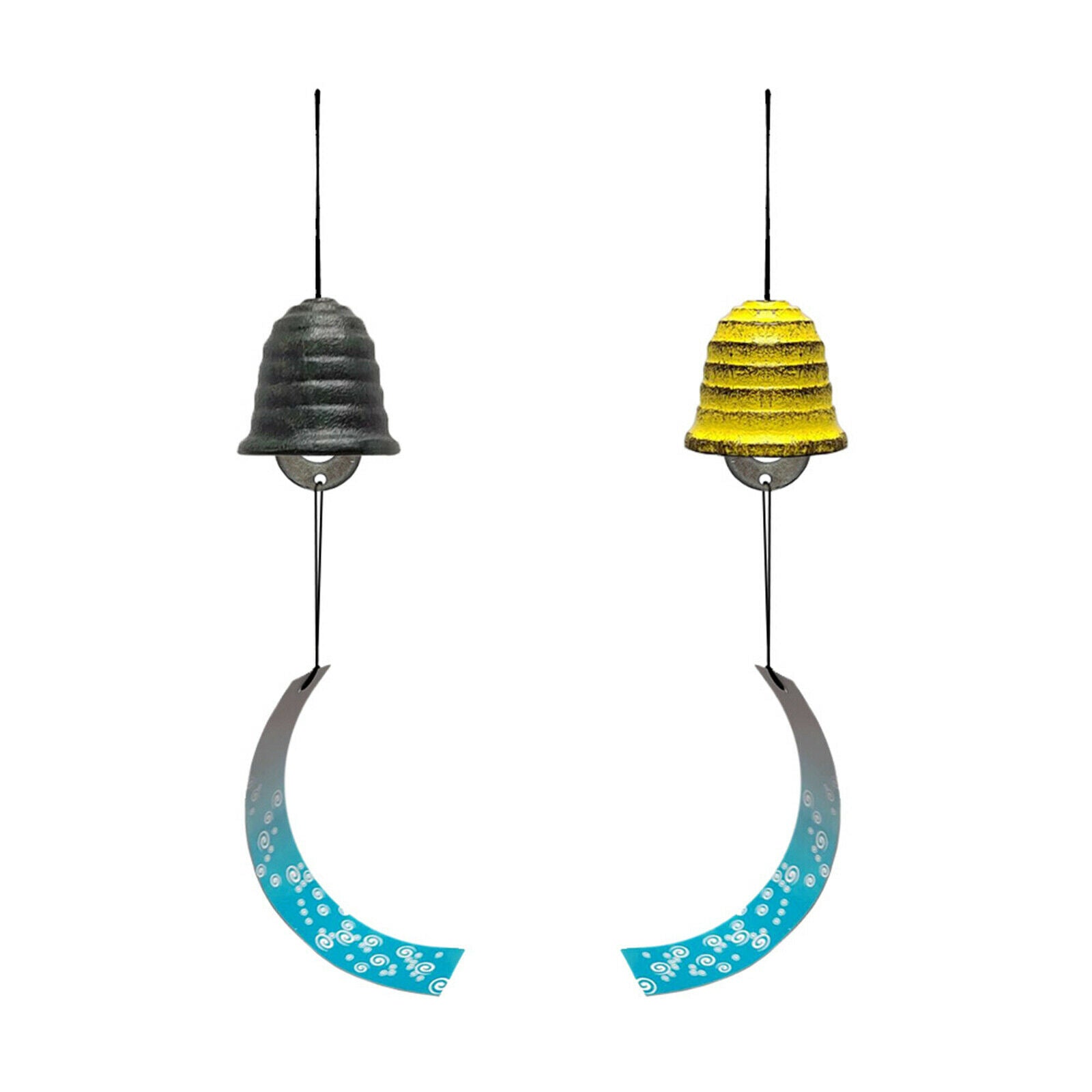 Iron Art Wind Chime Wind Bell for Indoor Outside Patio Yard Home Decor Yellow