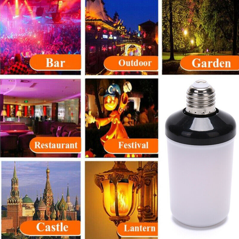 1Pc LED Flame Effect Fire Light Bulb E27 Simulated Nature Flicker Lamp De.l8