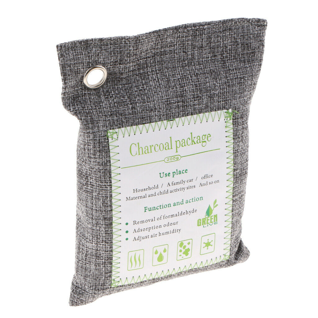 2 Pack Bamboo Odor Eliminator Bags 500g, Natural Bamboo Charcoal Air Purifying