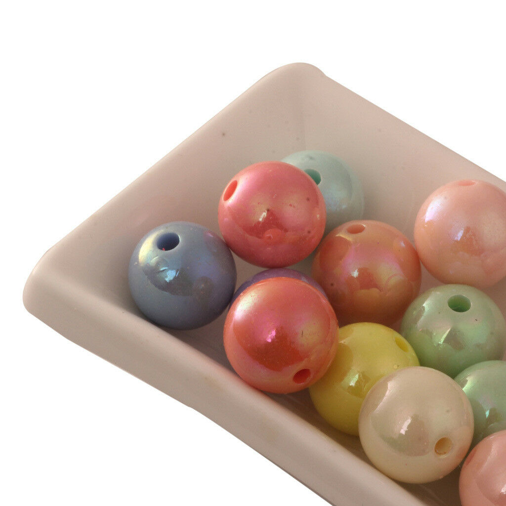 92x Round Acrylic Loose Spacer Beads Fashion Jewelry Making Accessories 10mm
