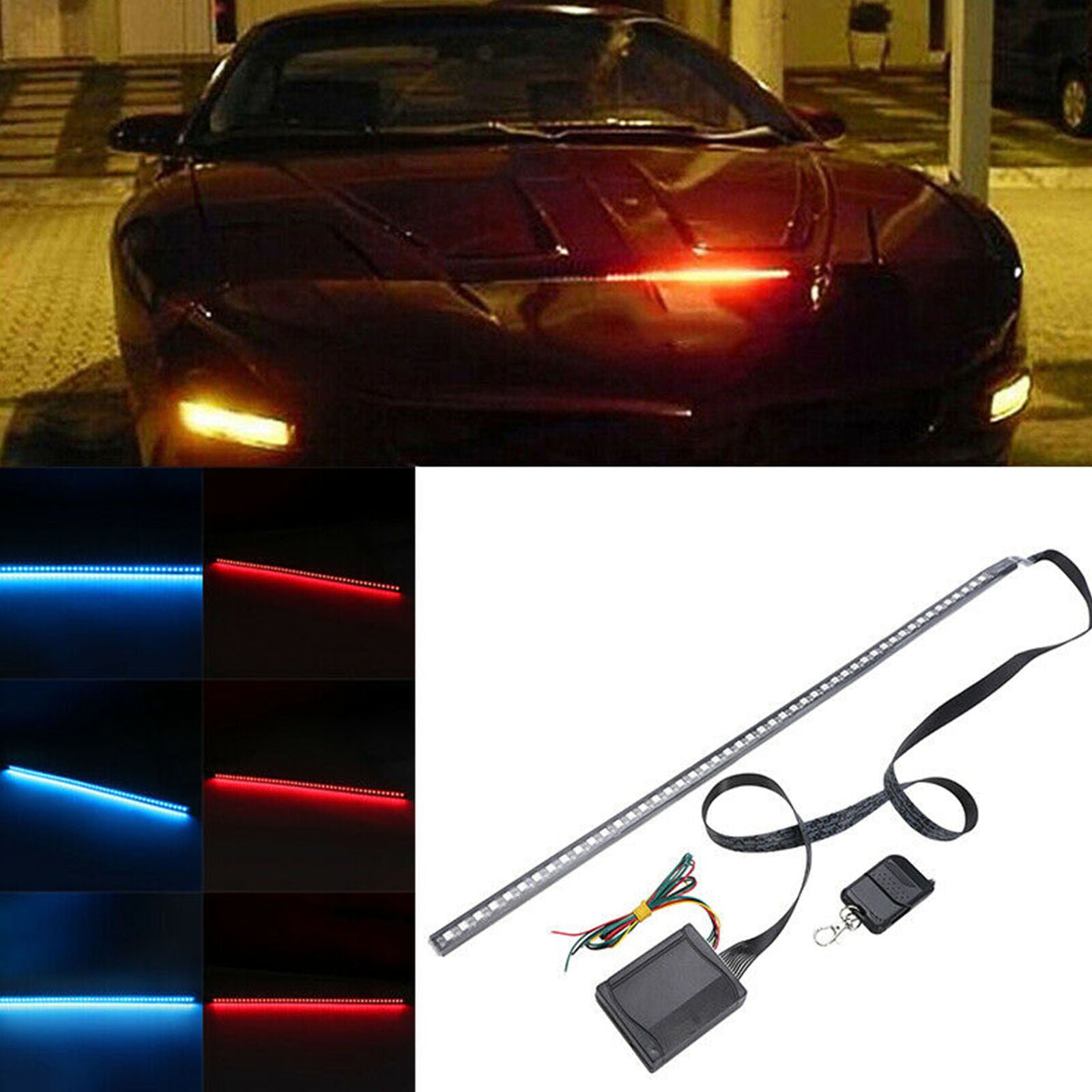 22'' 48LED RGB Car Scanner Knight Rider Strobe Flash Light Strip+Remote