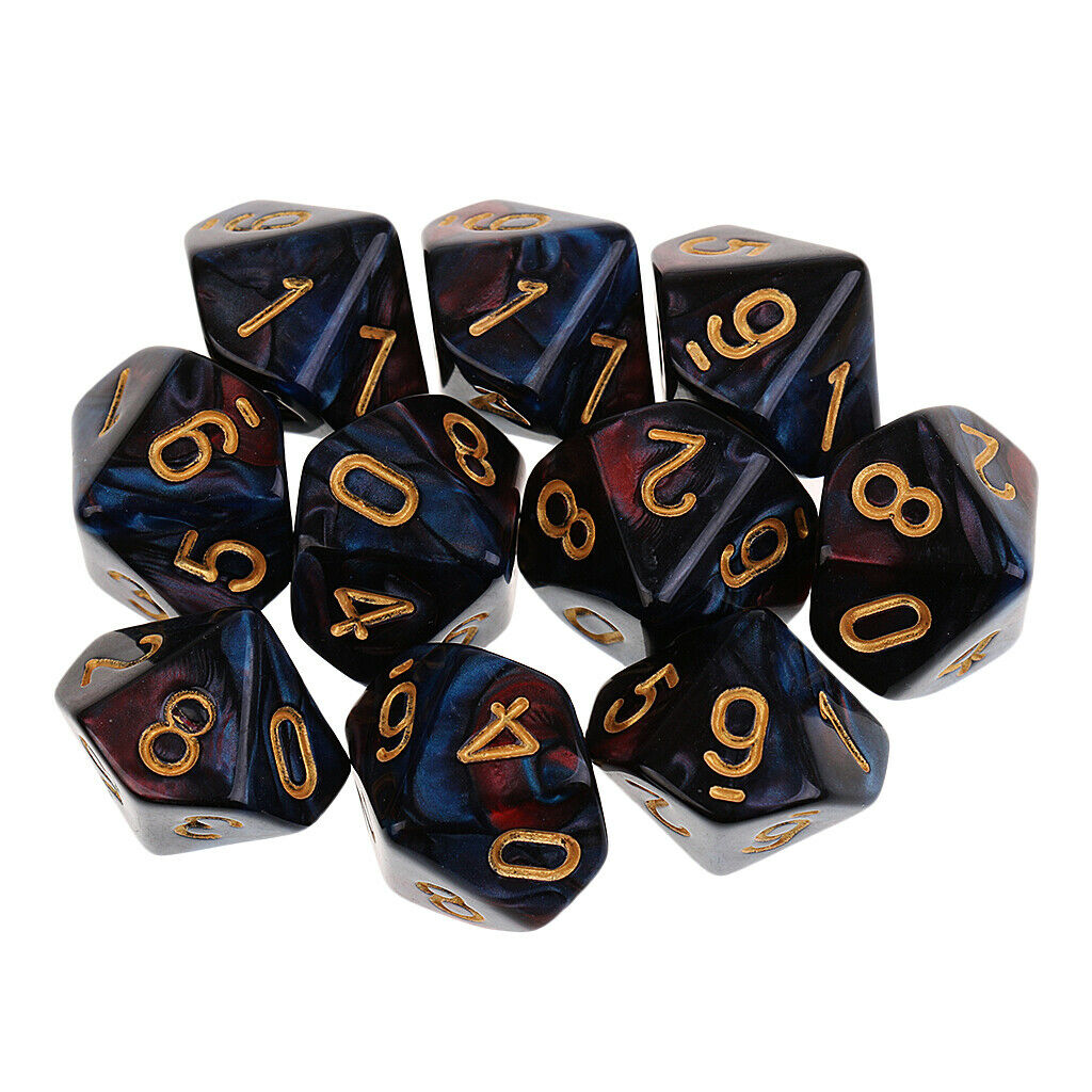 10X D10 Polyhedral Dice for   Games Durable Red Blue
