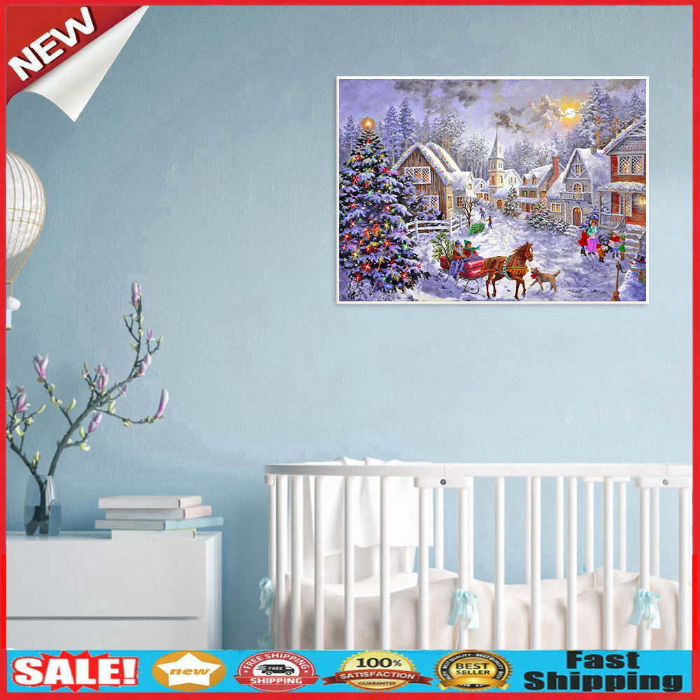 40x30cm Oil Painting By Numbers Christmas Snow Street DIY Drawing No Frame @