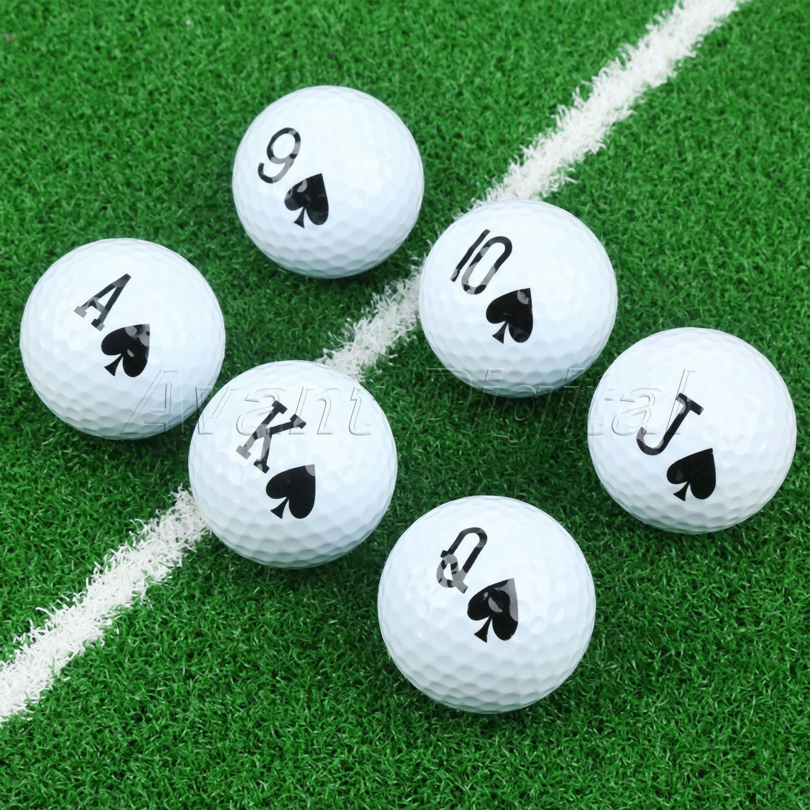 6 Pieces Durable Use Golf Balls Unique Design Poker Pattern Sporting Golf Club