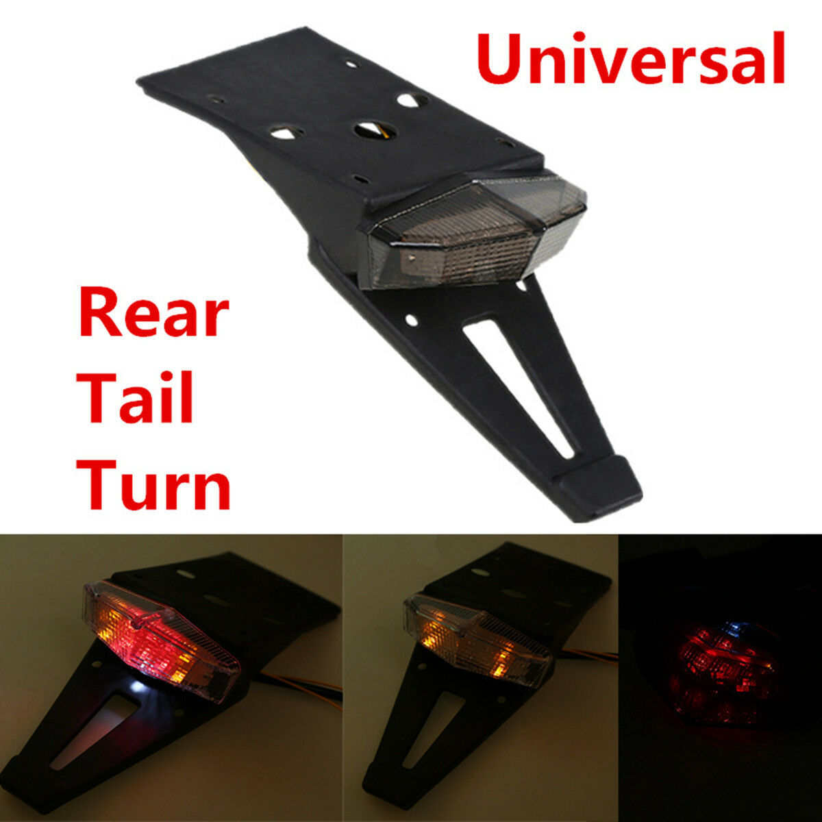 1x Smoke Lens Motorcycle Fender LED Brake Stop Rear Tail Light Enduro Dirt Bike