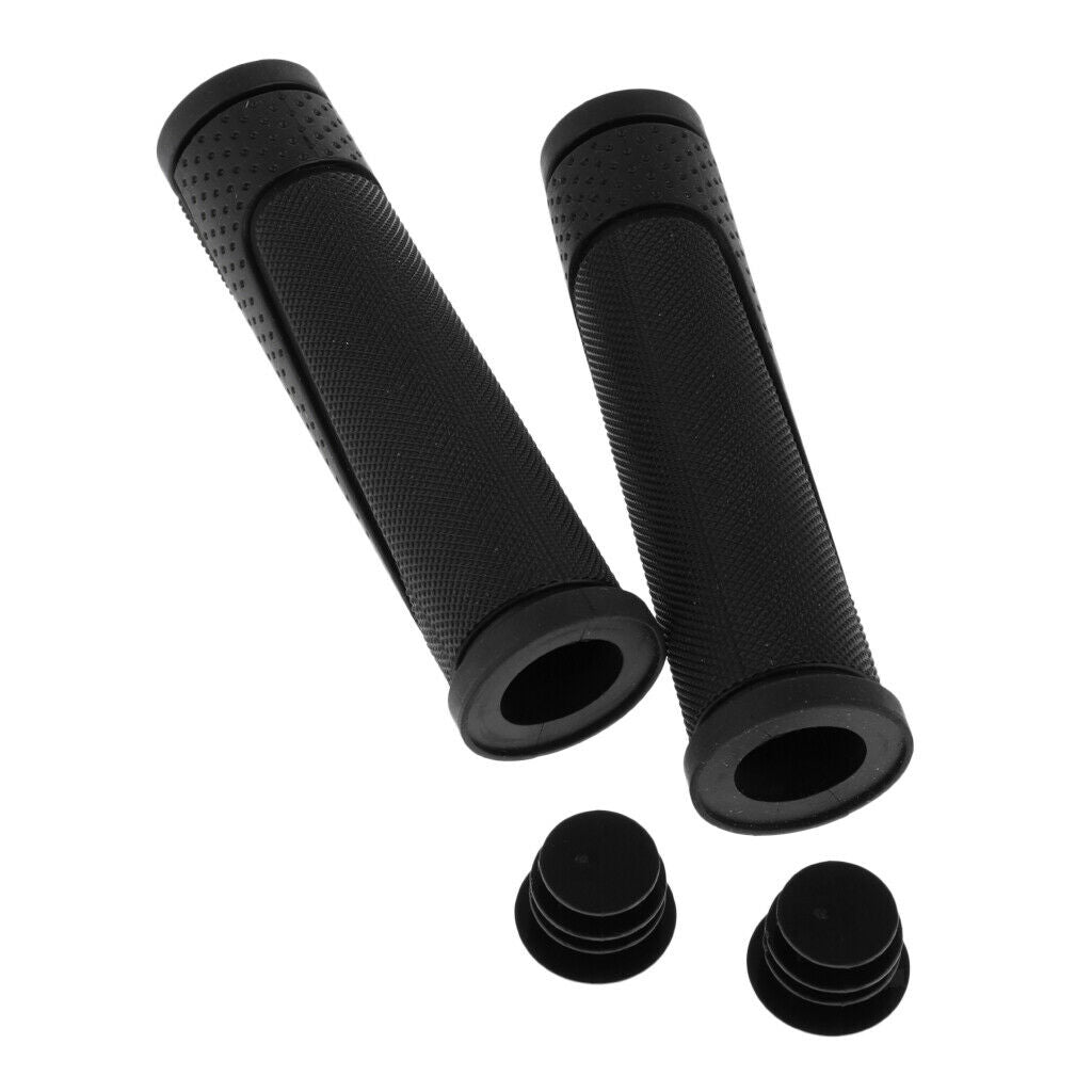 Bike Handlebar Grips Rubber Cycle  Handle Bar End Cover 1 Pair Black